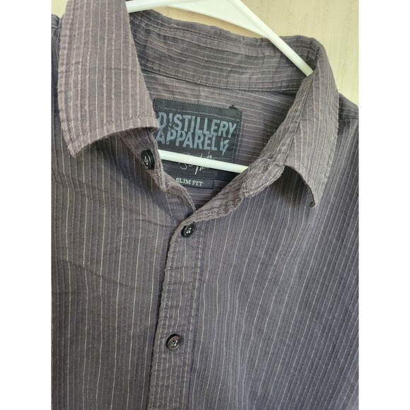 Distillery Apparel Black Striped Button Up Shirt Mens Size Large Slim Fit - Picture 2 of 6